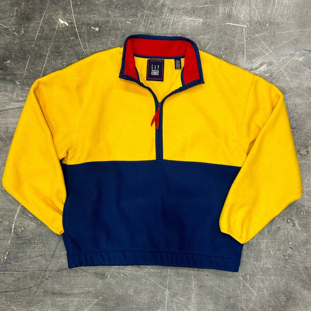 Vintage Yellow Gap Y2K fleece half zip